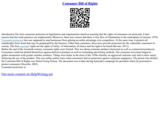 Customer Bill Of Rights Consumer Bill Of Rights