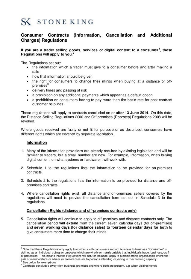 Consumer Contracts Regulations >> Consumer Contracts Regulations 2013 A Guidance Note By Consumer Contracts Regulations >> Consumer Contracts Regulations 2013 A Guidance Note By