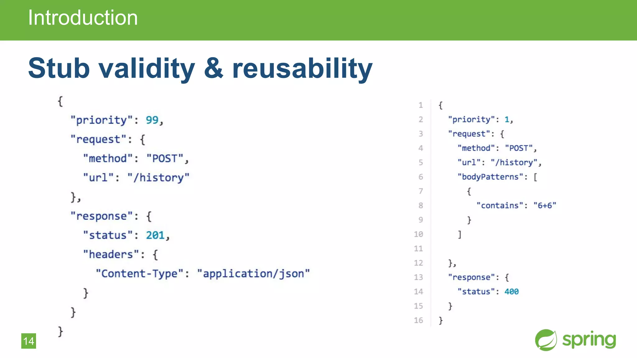 14
Introduction
Stub validity & reusability
 