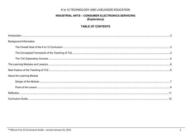 K to 12 TLE Consumer Eectronics Teacher's Guide | PDF
