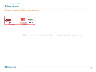 43
Section 2: Competition Dynamics
Sales channels
Besides …, online/digital channels are …
This content is intentionally removed for demo purpose
 