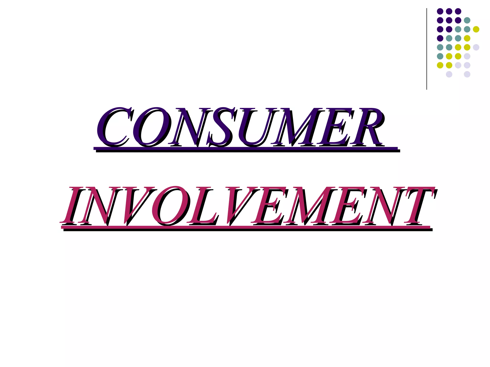 CONSUMER  INVOLVEMENT 