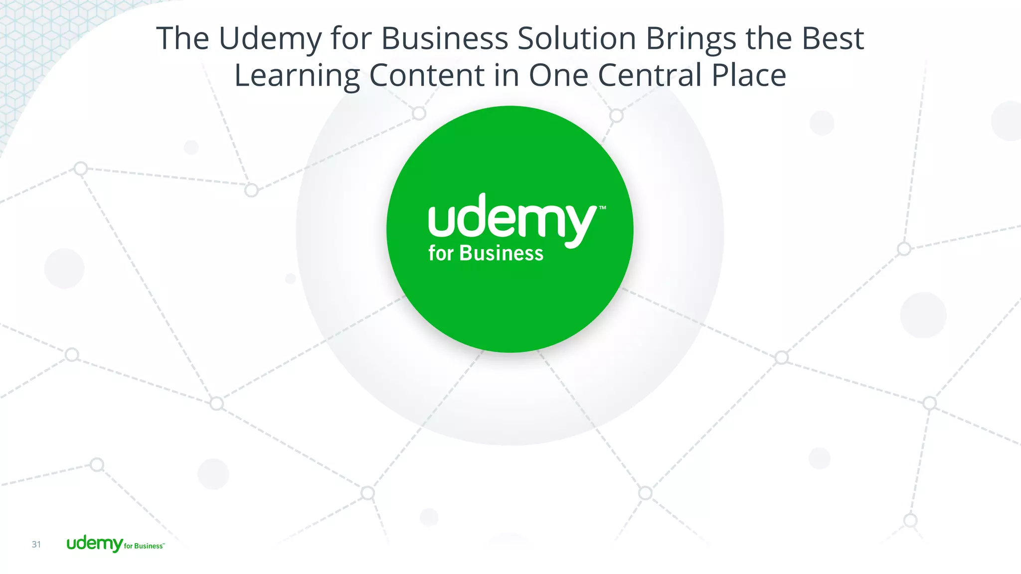 31
The Udemy for Business Solution Brings the Best
Learning Content in One Central Place
 