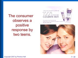 The consumer observes a positive response by two teens. 