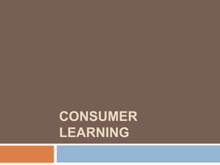 Consumer Learning 