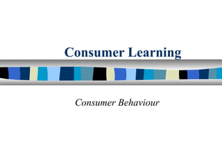 Consumer Learning


 Consumer Behaviour
 
