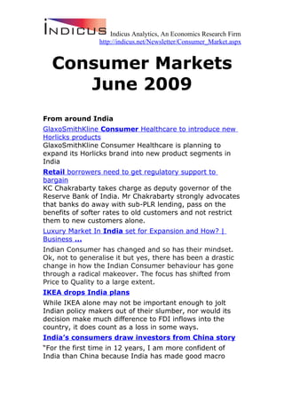 Consumer Markets - June 2009