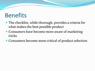 Consumer Oriented Evaluation Ppt