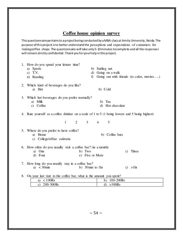Consumer perception on coffe bars