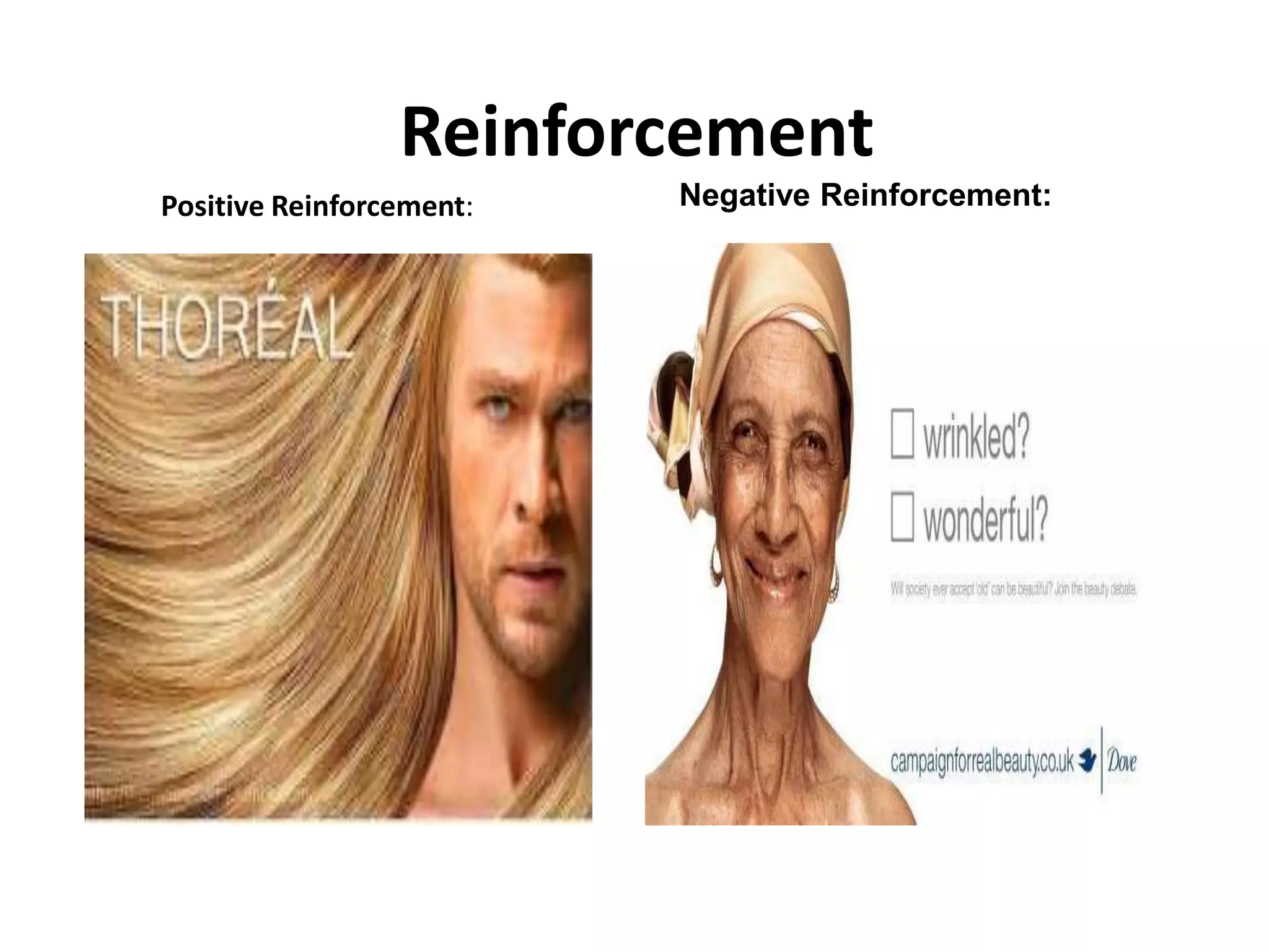 Positive Reinforcement: Negative Reinforcement:
Reinforcement
 