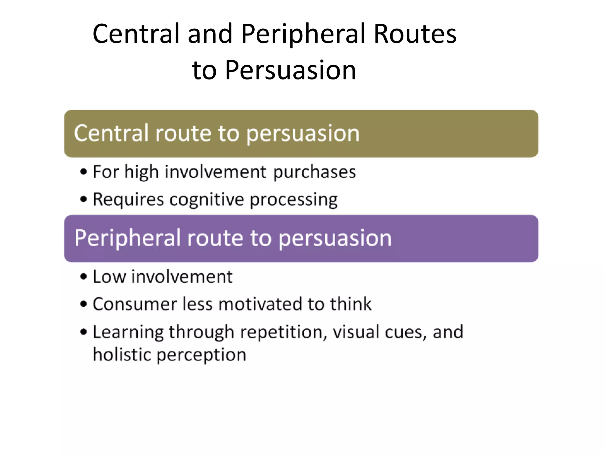 Central and Peripheral Routes
to Persuasion
 