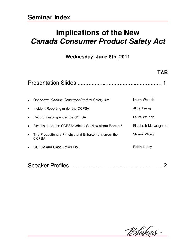 Consumer Product Safety Act, June 2011