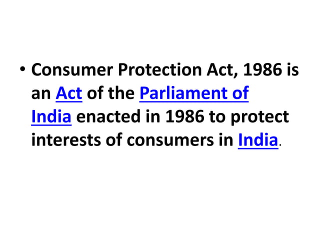 Consumer Protection Act India Pptx