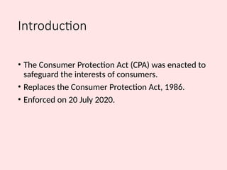 CONSUMER PROTECTION ACT _rights of consumers | PPTX