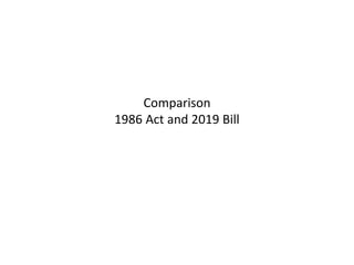 Comparison
1986 Act and 2019 Bill
 