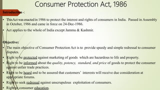 Consumer protetion act 1986