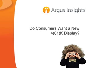 Do Consumers Want a New
4(01)K Display?

 