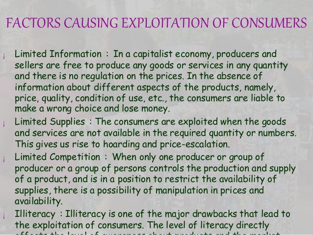 What are various forms of consumer exploitation?