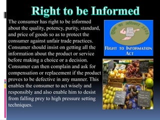 The consume has right to be assured,
whenever possible of access to variety of
goods and services at competitive price. In...