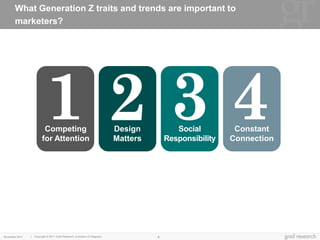 | Copyright © 2011 Grail Research, a division of Integreon 4November 2011
What Generation Z traits and trends are importan...