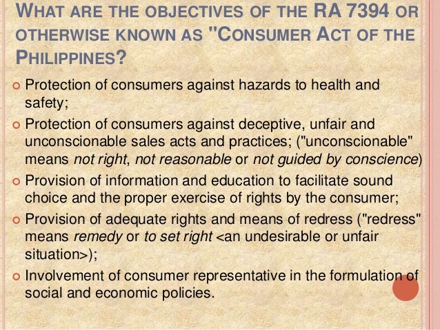 Consumer Act Of The Philippines Ra 7394 – JXLHA