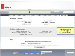 Nike+
Integração
com o iPod
 