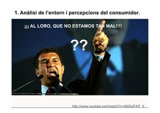 1. Anàlisi de l’entorn i percepcions del consumidor.

    ¡¡¡ AL LORO, QUE NO ESTAMOS TAN MAL!!!!




                          ??


                                                            TÍTOL PROPI:

          GRADUAT EN DIRECCIÓ DE COMERÇ I DISTRIBUCIÓ
                           http://www.youtube.com/watch?v=i8XKqF4rF_0
 