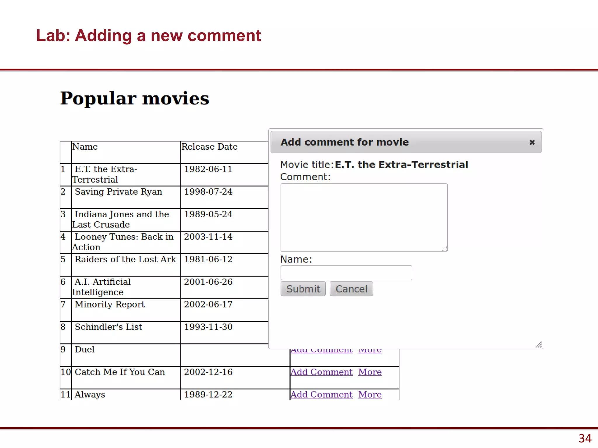 Lab: Adding a new comment




                            34
 