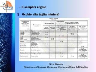 …3 semplici regole
3 Occhio alla taglia minima!

Silvia Biasotto
Dipartimento Sicurezza Alimentare Movimento Difesa del Cittadino

 