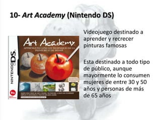 10- Art Academy (Nintendo DS)

                    Videojuego destinado a
                    aprender y recrecer
        ...