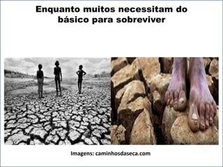 Enquanto muitos necessitam do 
básico para sobreviver 
Imagens: caminhosdaseca.com 
 