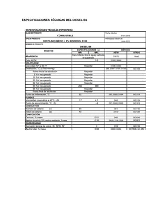 ESPECIFICACIONES TÉCNICAS DEL DIESEL B5
 