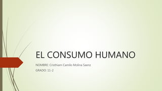 EL CONSUMO HUMANO
NOMBRE: Cristhiam Camilo Molina Saenz
GRADO: 11-2
 