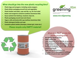 The oil consumed for the production and shipping of the plastic packaging we only buy on campus totals around 100,000 litres per year. That is enough oil to heat 142 average family homes for a whole year.