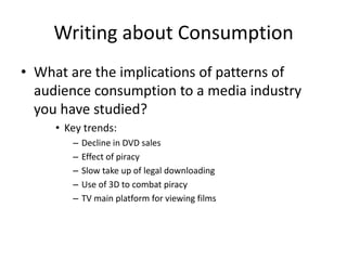 Video On Demand (VOD)Video on Demand (VoD) brings films direct to our television and computer screens and, increasingly, to our mobile devices, anytime, anywhere. However, despite the number of UK VoD services increasing substantially over the last year, VoD revenues remained a small part of the film value chain.http://www.ukfilmcouncil.org.uk/media/pdf/1/a/David_Steele_VOD_presentation_Cannes_May_08.pdf