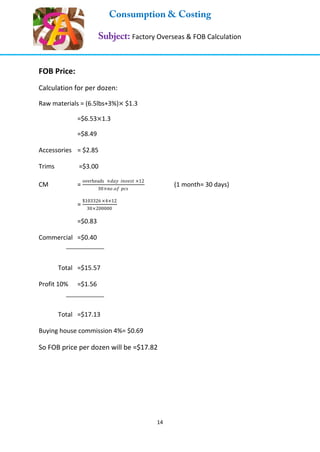 Consumption & costing of Apparels | PDF