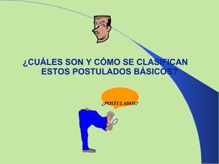 ¿CUÁLES SON Y CÓMO SE CLASIFICAN ESTOS POSTULADOS BÁSICOS? ¿POSTULADOS? 