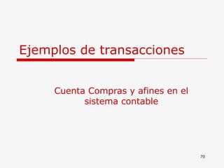 Ejemplos de transacciones Cuenta Compras y afines en el sistema contable 