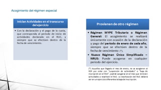 Acogimiento del régimen especial
 