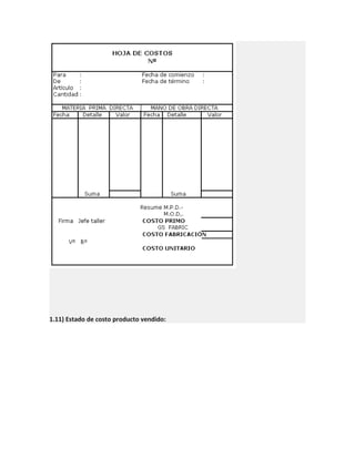 1.11) Estado de costo producto vendido:

 