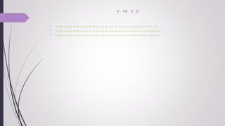 V I D E O
 h t t p s : / / w w w . y o u t u b e . c o m / w a t c h ? v = k N g F U s i h Q J 0
 h t t p s : / / w w w . y o u t u b e . c o m / w a t c h ? v = i 1 d C S P a a Q F M
 h t t p s : / / w w w . y o u t u b e . c o m / w a t c h ? v = 2 M h a G - 3 L k k g
 