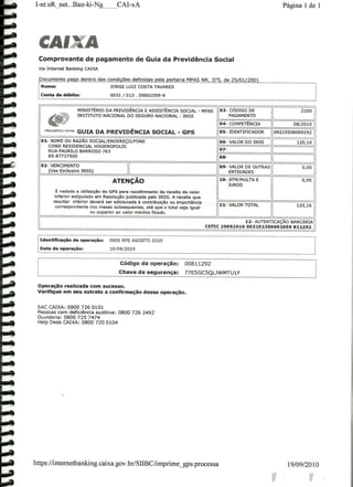 Prestação de Contas - Agosto 2010