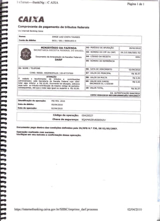 Prestação de Contas - Fevereiro 2010