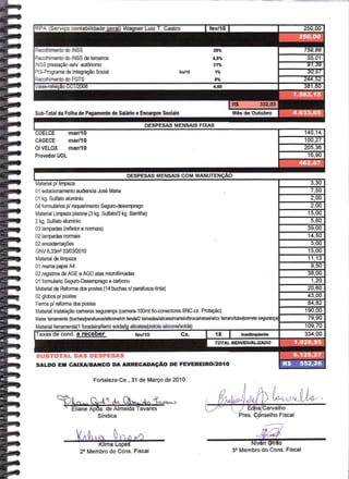 Prestação de Contas - Fevereiro 2010