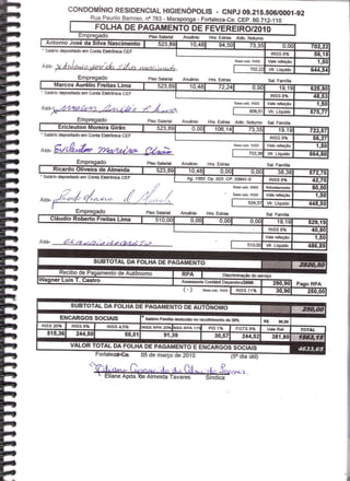 Prestação de Contas - Fevereiro 2010