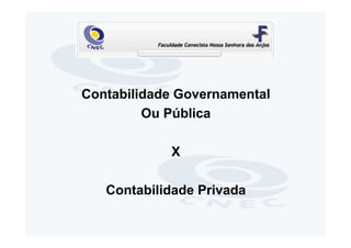 Contabilidade Governamental
         Ou Pública

            X

   Contabilidade Privada
 