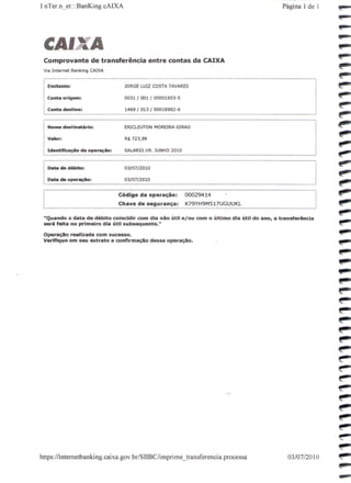 Prestação de Contas - Junho 2010