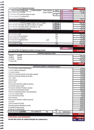 Prestação de Contas - Junho 2010