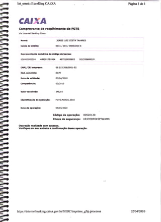 Prestação de Contas - Março 2010