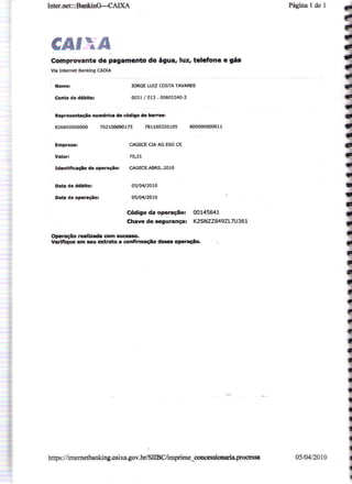 Prestação de Contas - Março 2010